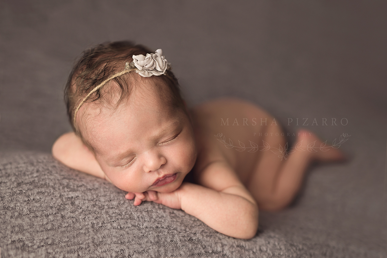 baby girl with grey background