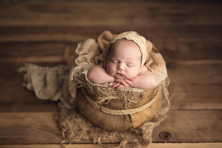 newborn session in basket